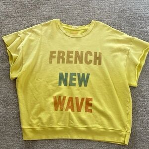 MOTHER French New Wave Crop Boxy Sweatshirt Tee – Yellow 💛✨